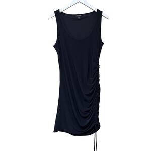 Express Black Jersey Ruched Tie Hem Sleeveless y2k Bodycon Dress Size L